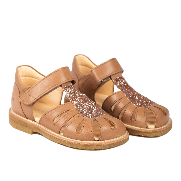 Angulus sandaler til brn med glimmer Almond/Maple Glitter