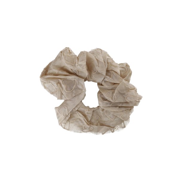 By Str hrelastik Manuella Scrunchie Beige med hjerter