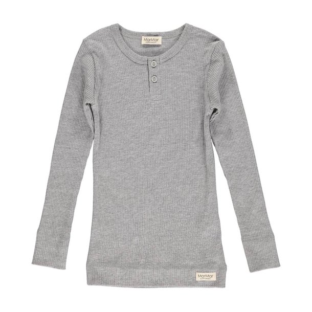 MarMar rib bluse med knapper Tee LS Modal Grey Melange