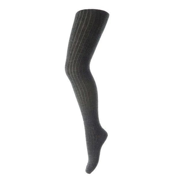 Uld strmpebukser til brn fra mp Denmark Wool Rib Tights Dark Grey Melange 497