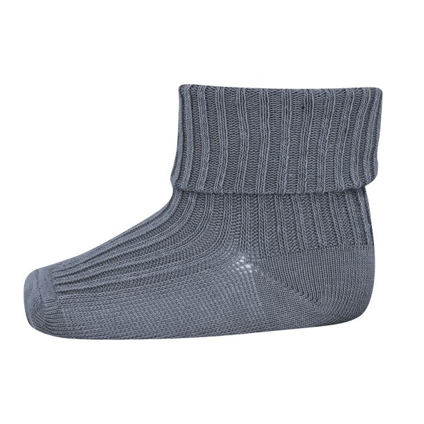 mp denmark baby strmper i uld Rib Wool Baby Socks Stone Blue 4222