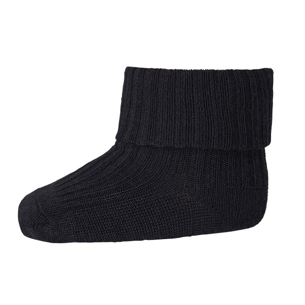 mp denmark baby strmper i uld Rib Wool Baby Socks Black 8