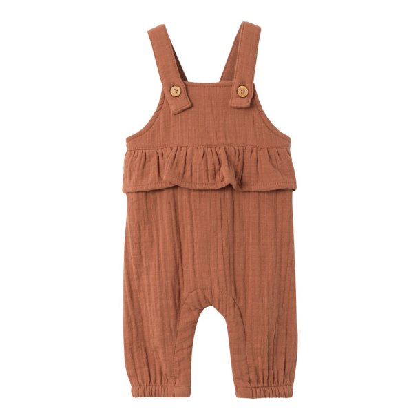 Lil' Atelier smkbukser med flser Tuda Loose Overall Carob Brown