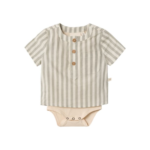 Lil' Atelier skjorte med body Dino SS Loose Body Shirt Turtledove