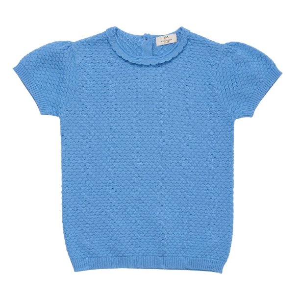 Copenhagen Colors strik t-shirt Lt. Knitted Margueritte T-shirt Sky Blue