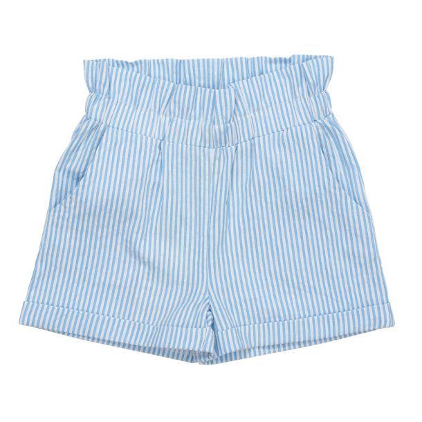 Copenhagen Colors shorts med flser Seersucker Shorts w. frill Sky Blue/Cream stripes