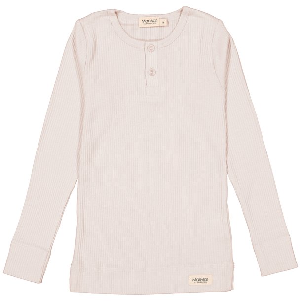 MarMar rib bluse med knapper Tee LS Modal Powder Chalk