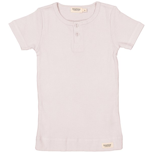 MarMar t-shirt i rib med knapper Tee SS Modal Powder Chalk