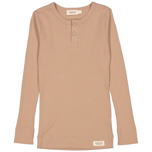 MarMar rib bluse med knapper Tee LS Modal Cardamom