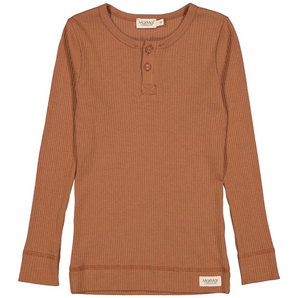 MarMar rib bluse med knapper Tee LS Modal Light Pecan