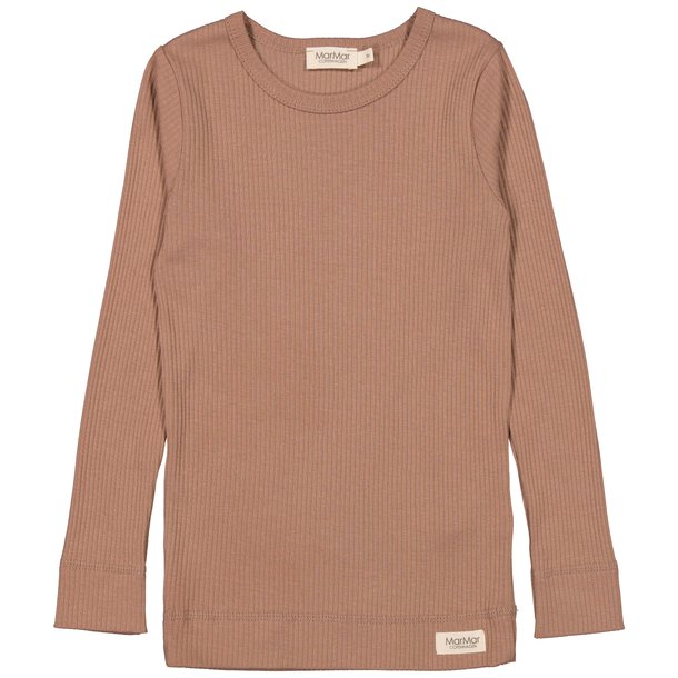 MarMar rib bluse Plain Tee LS Modal Powder Taupe