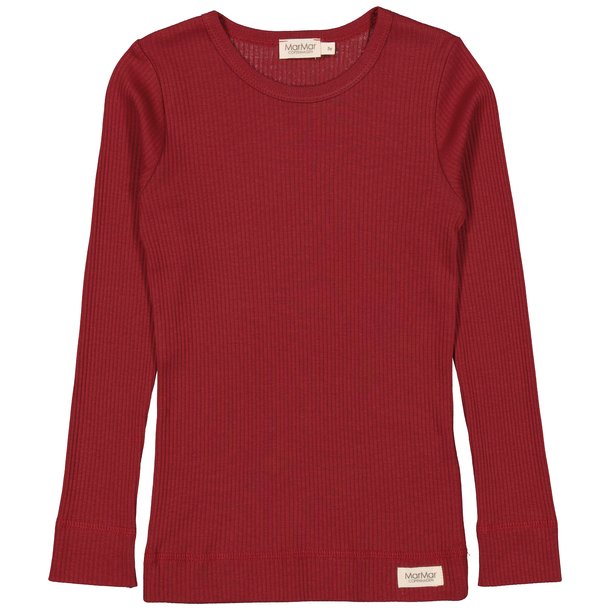 MarMar rib bluse Plain Tee LS Modal Hibiscus Red