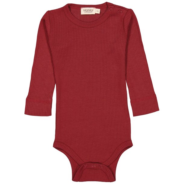 MarMar rib bodystocking Plain Body LS Modal Hibiscus Red