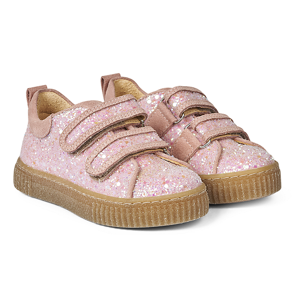 Glimmer sneakers børn fra Angulus børnesko i lyserød glitter - Angulus - Krusedulle