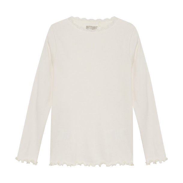 HUTTEliHUT bluse med blonder T-shirt LS Rib Eggnog