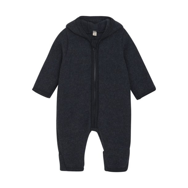 HUTTEliHUT uld kredragt med rer Pram Suit Ears Wool Fleece Navy 7790