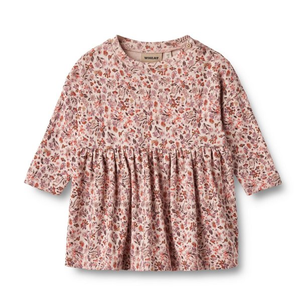 WHEAT baby kjole med blomsterprint Dress LS Emmy Pale Rose Flowers