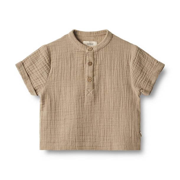 WHEAT baby skjorte med korte rmer Shirt SS Svend Beige Stone 