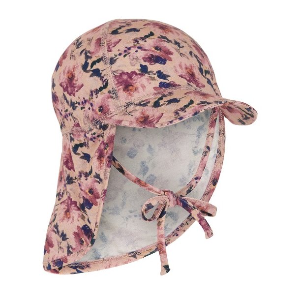 mikk-line solhat med blomsterprint Summerhat Long Neck AOP Bamboo Twilight Mauve