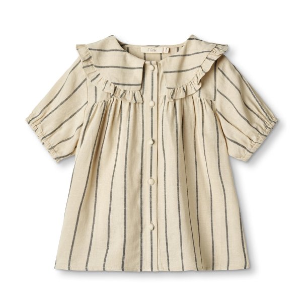 Fliink Skjorte med flser Vira SS Shirt Blouse Sandshell Magnet Stripe