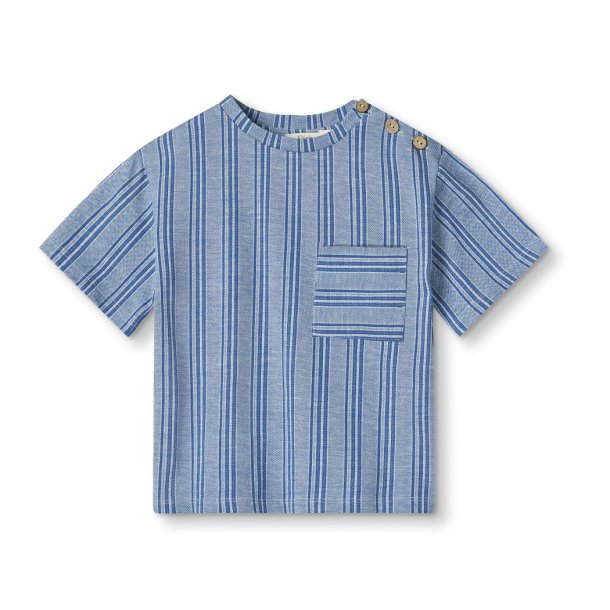 Fliink T-shirt Miro Cloud Dancer Mazerine Blue Stripe