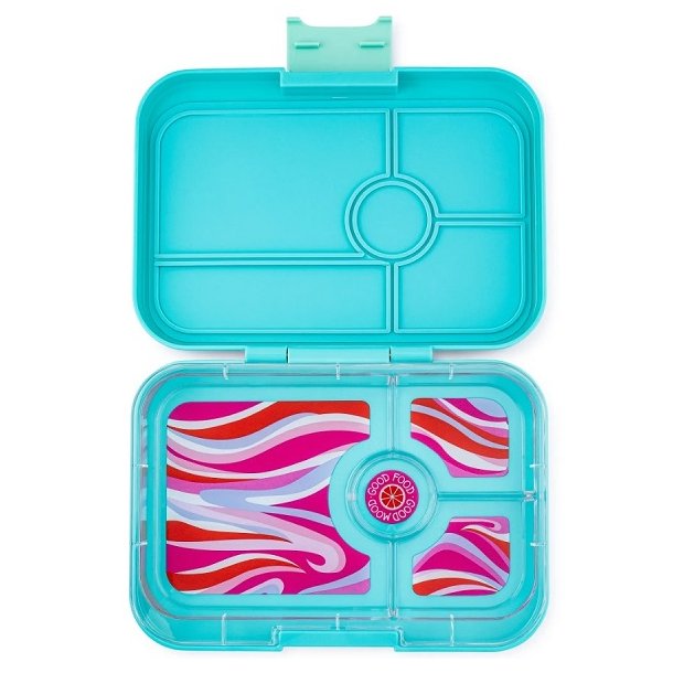 Yumbox stor madkasse med 4 rum Tapas Antibes Blue Groovy Tray