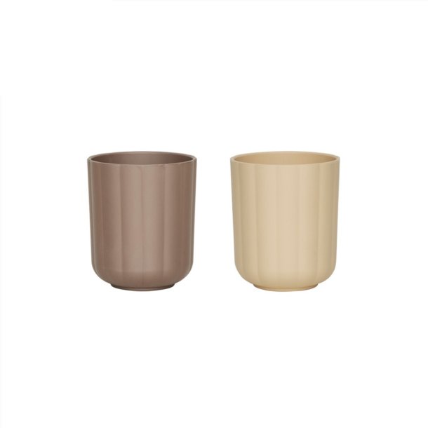 OYOY kopper til brn Pullo Cup 2 pack Taupe/Vanilla