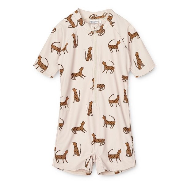 Badeheldragt fra Liewood Max Printed Swim Jumpsuit Leopard/Sandy