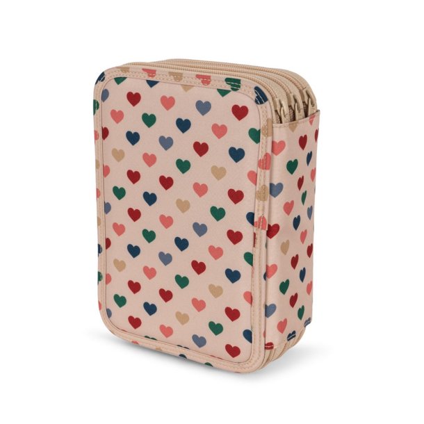 Konges Sljd penalhus med hjerter Clover Maxi Pencil Case Coeur Color&egrave; Frappe