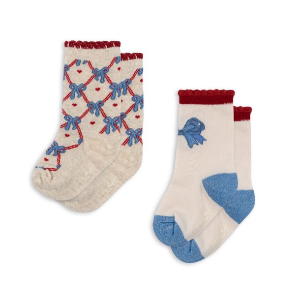 Konges Sljd strmper med glimmer sljfer 2 Pack Jaquard Bow Socks