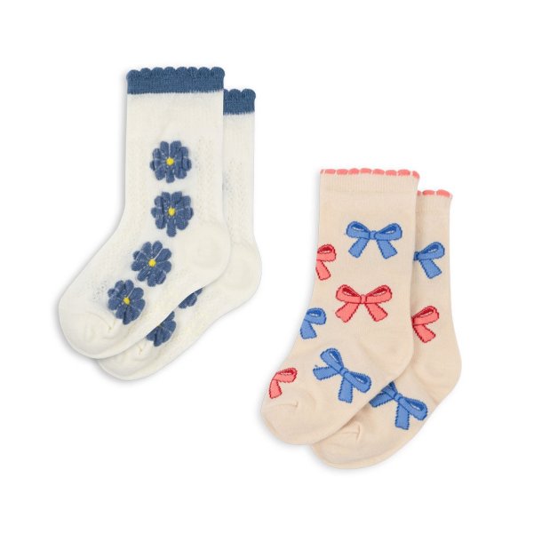 Konges Sljd strmper 2 Pack Jaquard Socks Bow Mix