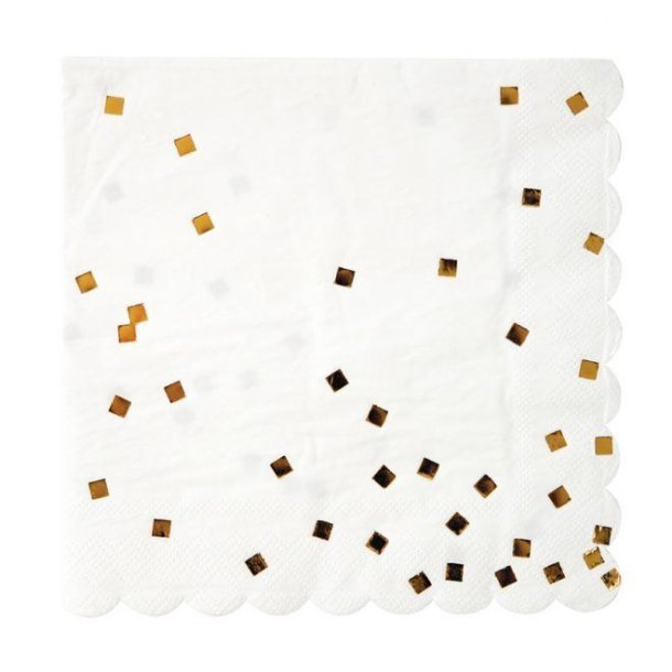 Servietter hvide med guld firkanter fra Meri Meri