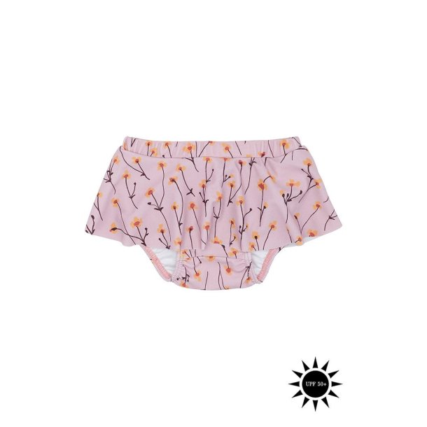 Soft UV50+ badebukser med nederdel i pink med gule blomster