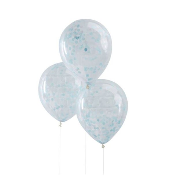 Balloner med lysebl konfetti - Blue Confetti Balloons